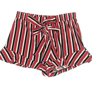 Express Women Stripped High Waisted Shorts - Medium Red/Black